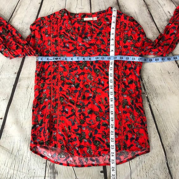 Hinge Red Floral Blouse Size Small - Picture 5 of 11